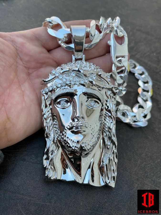 LARGE ICED MOISSANITE 925 Sterling Silver Hip Hop Men's Jesus Piece Pendant