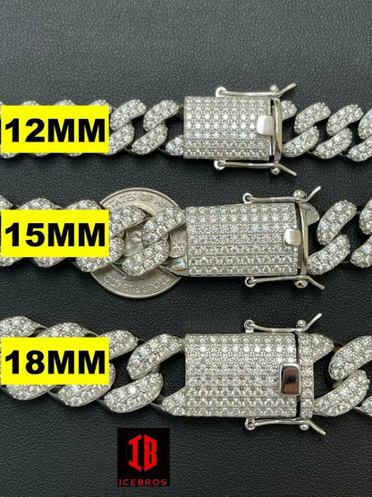 Different Sizes Of White Gold Miami Curb Cuban Link Bracelet for Men's and Women's