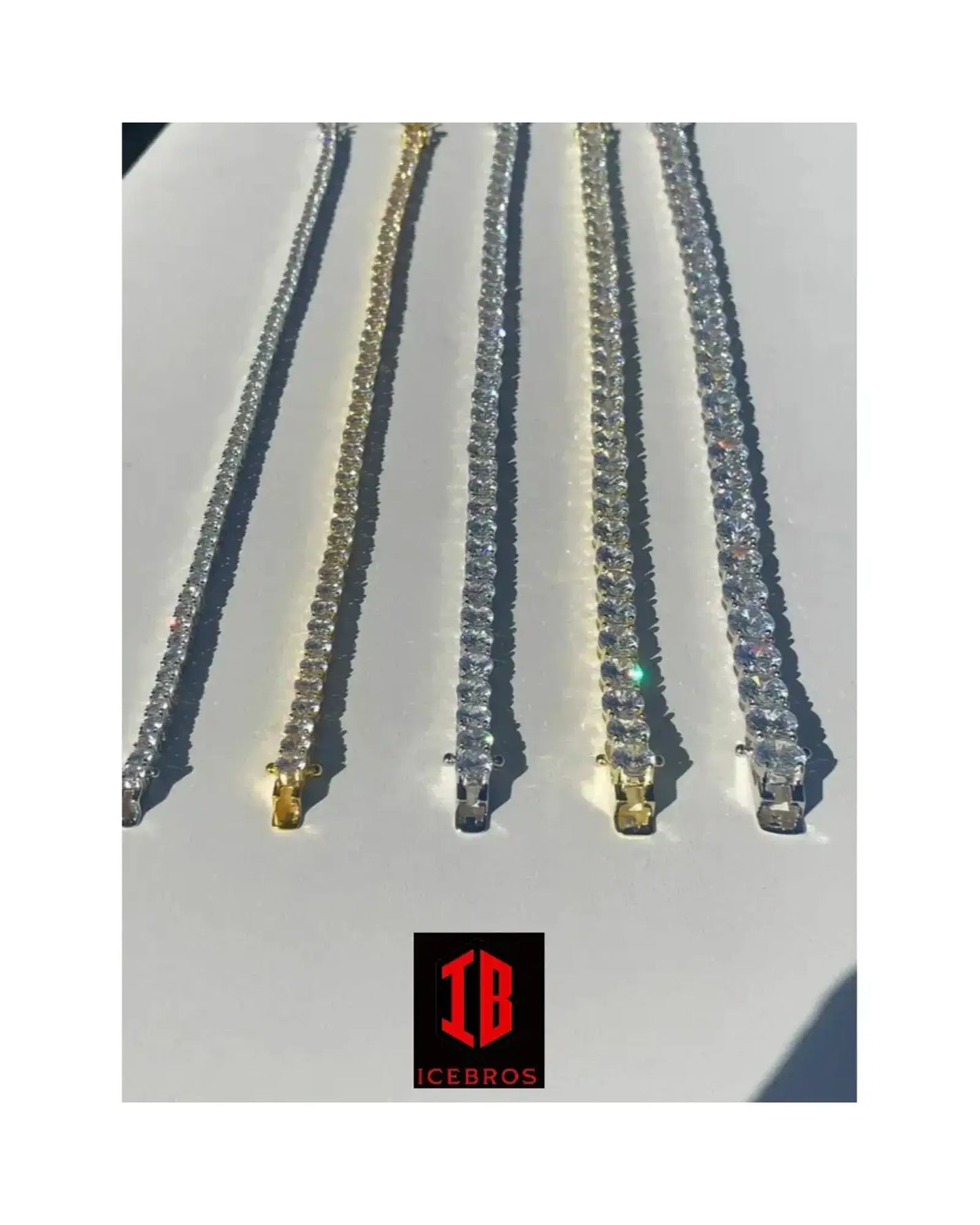 White Gold Tennis Bracelet SOLID 925 Sterling Silver Vermeil MOISSANITE Passes Diamond Tester (3-7mm)