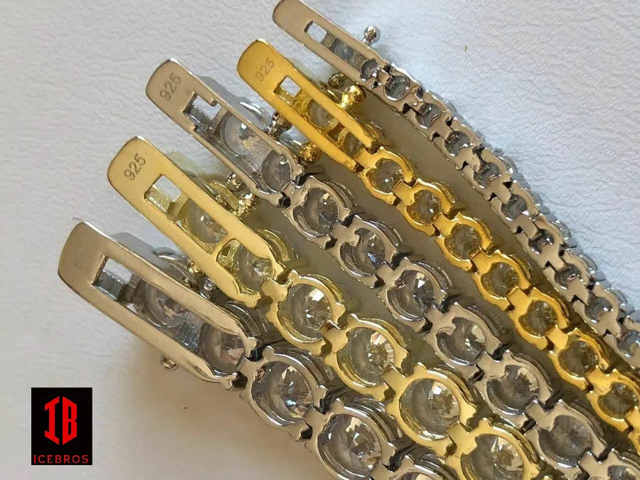 Men's Women's CZ Tennis Bracelet 14k Gold SOLID 925 Sterling Silver ITALY Single Row Diamond