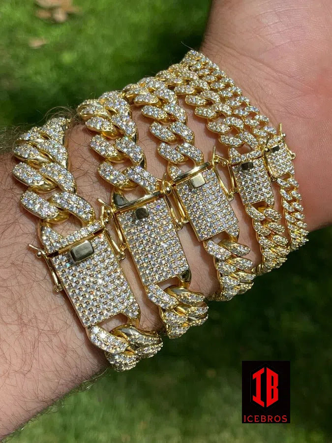 Yellow Gold Miami Curb Cuban Link Bracelet with different sizes for  different wrist