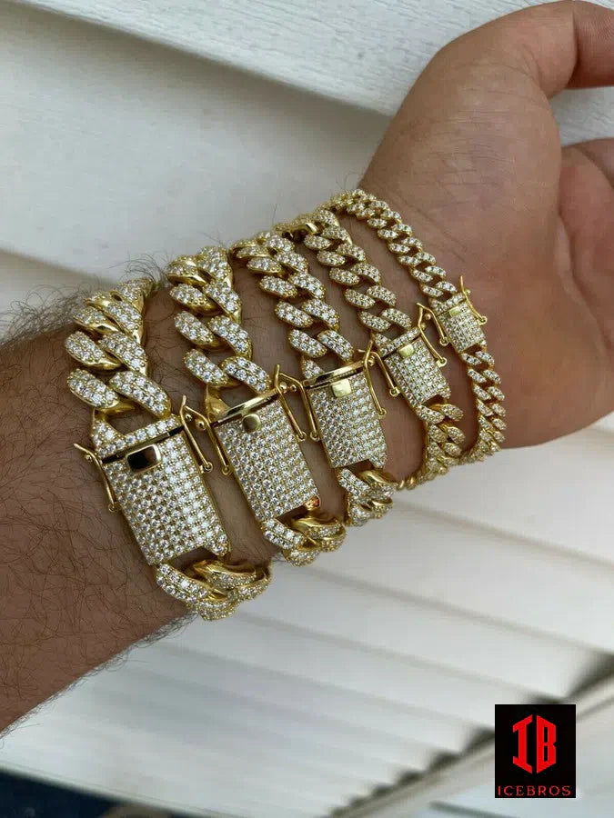 Different Sizes Of Yellow Gold Miami Curb Cuban Link Bracelet for Men's and Women's  for different hand sizes and gender