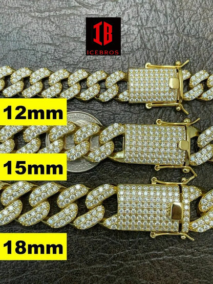 12mm to 18mm Different width of White Gold Curb Cuban Link Bracelets for Men's and Women's