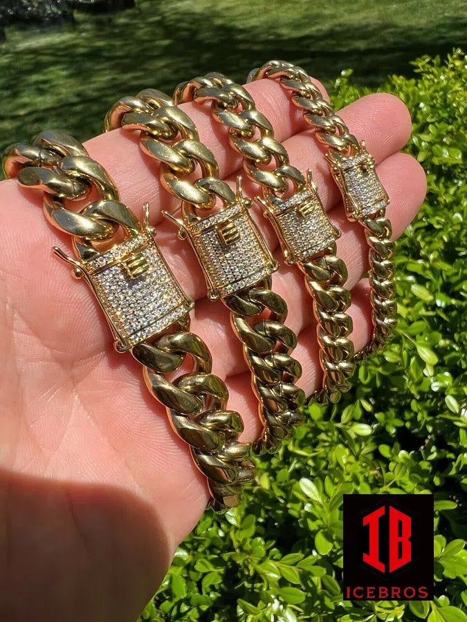 Cuban Link Bracelet 14k Gold Vermeil MOISSANITE Clasp