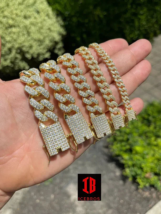 Different Sizes Of 14k Gold Miami Curb Cuban Link Bracelet