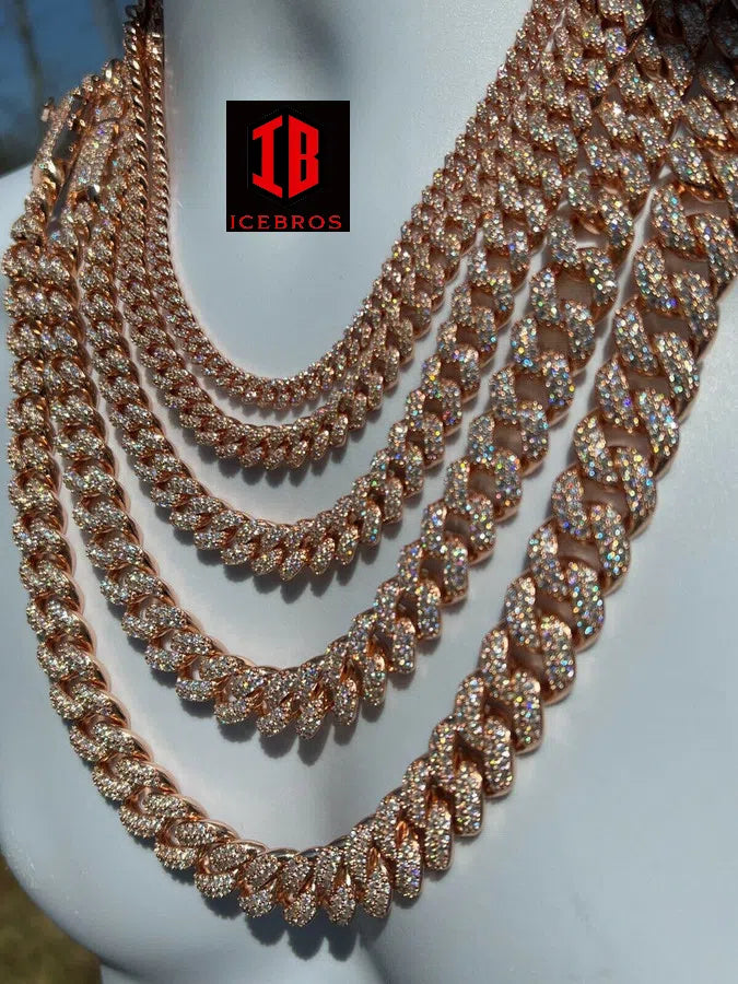 Rose Gold Miami Curb  Necklace  Cuban Link Chain on Display Box