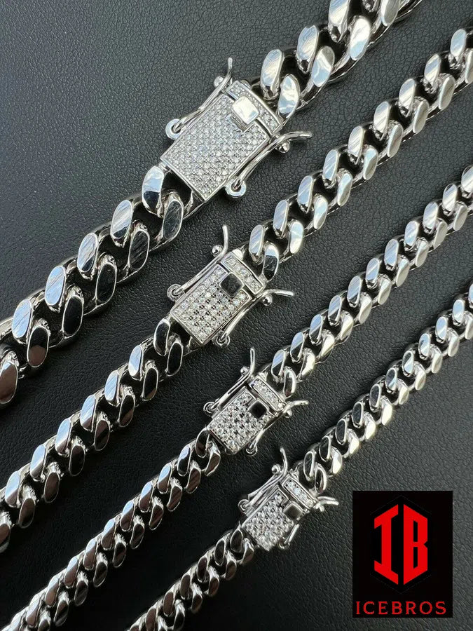 Vermeil Miami Cuban Link Bracelets Solid 925 Silver MOISSANITE Lock