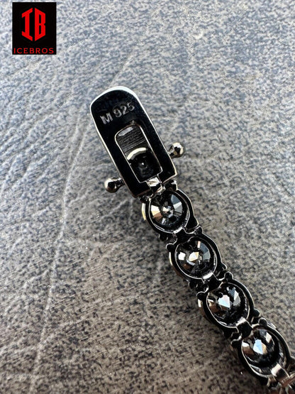 Black MOISSANITE 7mm Tennis Bracelet Oxidized Black Rhodium Over 925 Sterling Silver