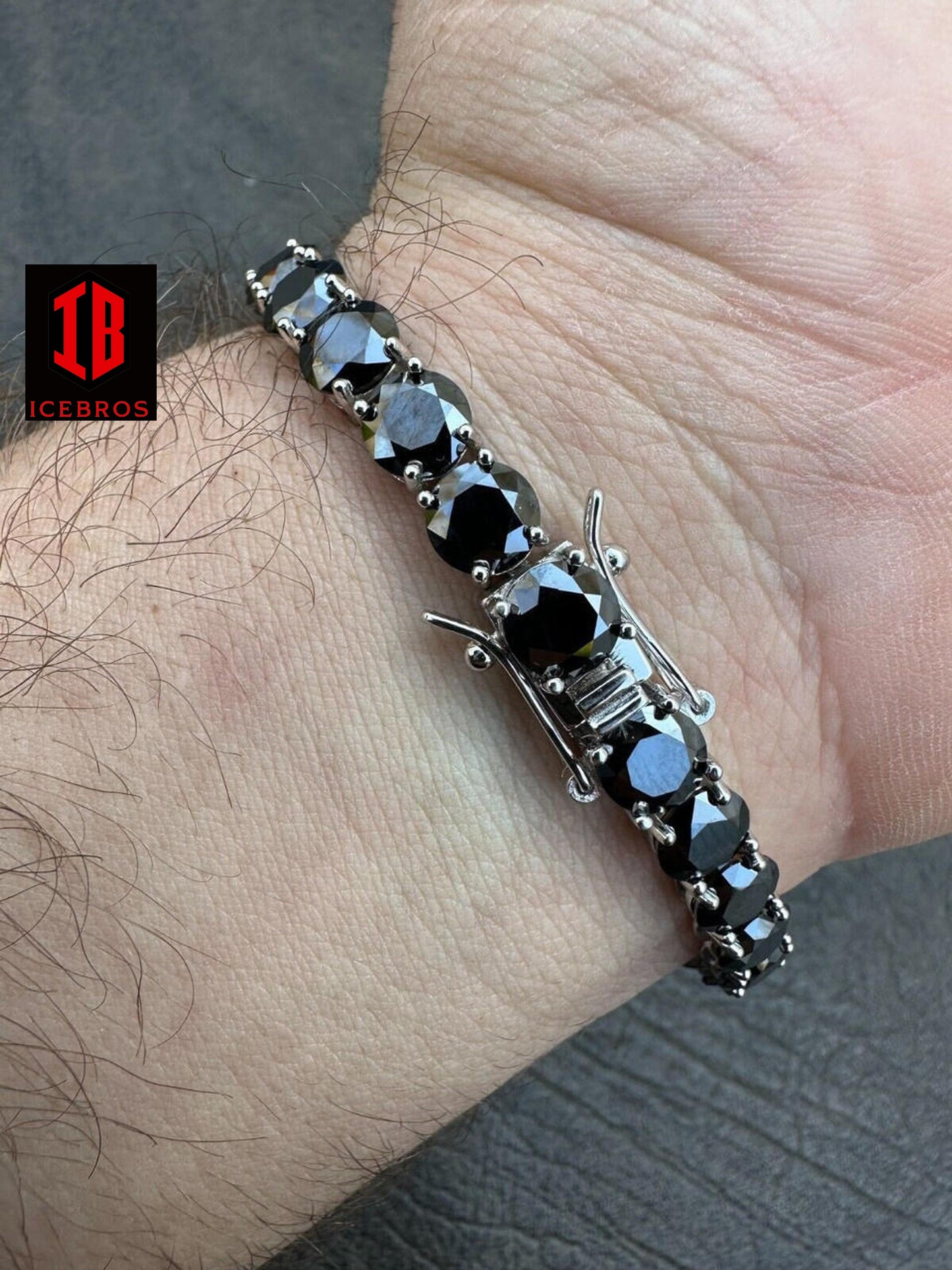 Black MOISSANITE 7mm Tennis Bracelet Oxidized Black Rhodium Over 925 Sterling Silver