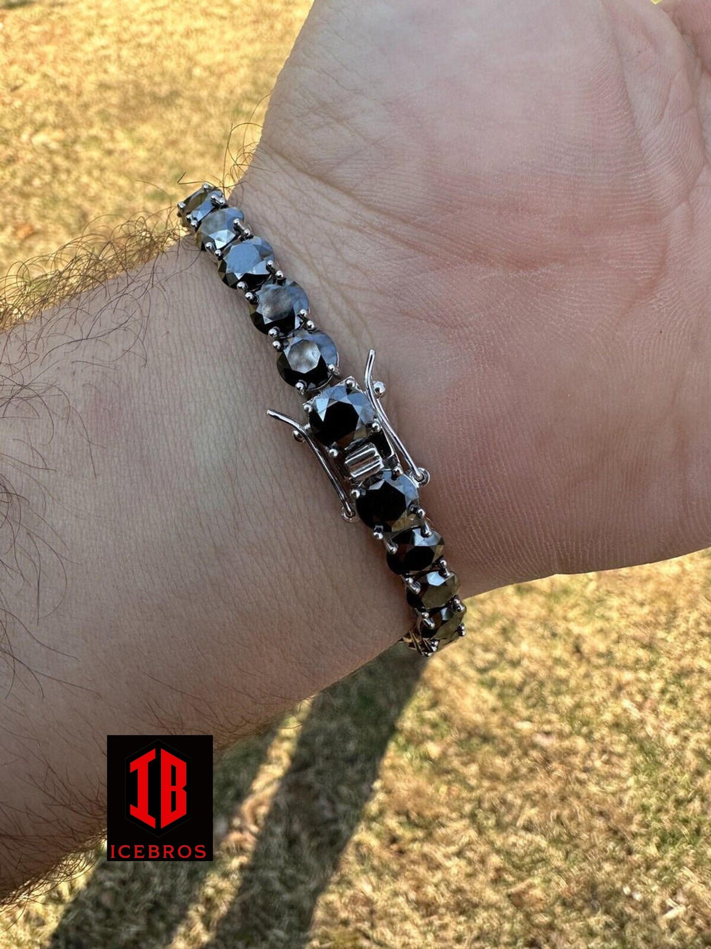 Black MOISSANITE 7mm Tennis Bracelet Oxidized Black Rhodium Over 925 Sterling Silver