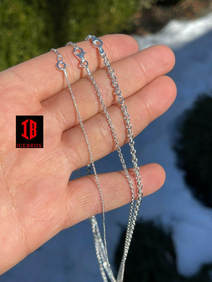 Real Solid 925 Sterling Silver Anchor Cable Chain Rolo Necklace ITALY (1mm-3mm)