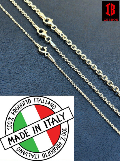 Real Solid 925 Sterling Silver Anchor Cable Chain Rolo Necklace ITALY (1mm-3mm)