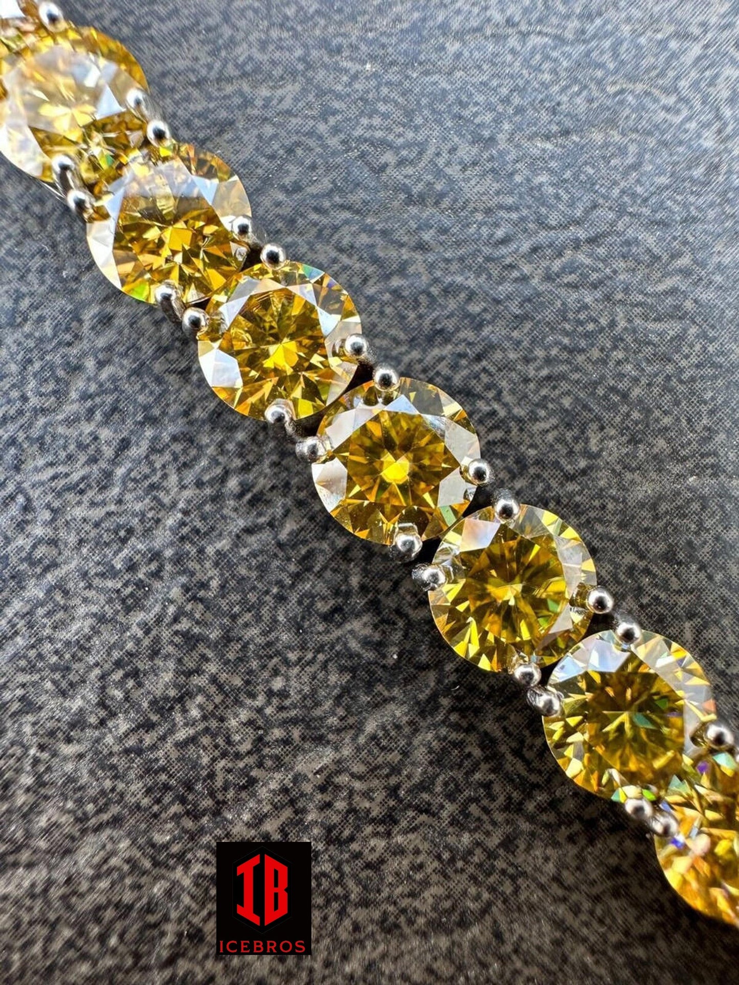 Iced Canary Yellow MOISSANITE 7mm Tennis Bracelet 925 Sterling Silver Diamond Tester