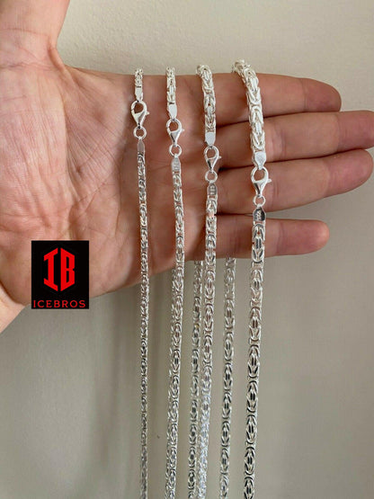 Vermeil 925 Sterling Silver Byzantine Rope Chain Men's Necklace 18-30inch (2.5-6mm)