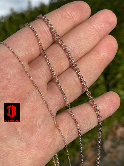 Real Solid 925 Sterling Silver Anchor Cable Chain Rolo Necklace ITALY (1mm-3mm)