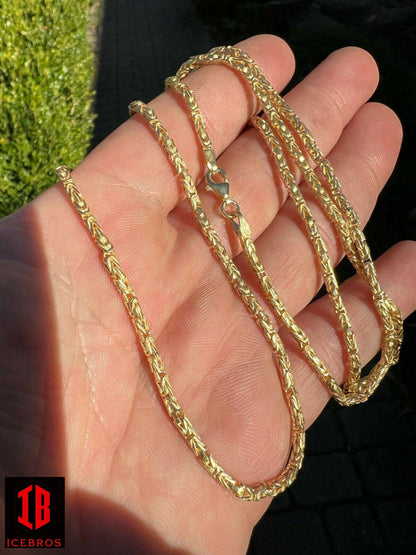 14k Gold Over Vermeil Over 925 Silver Byzantine Rope Chain Necklace 16-30inch (2mm)