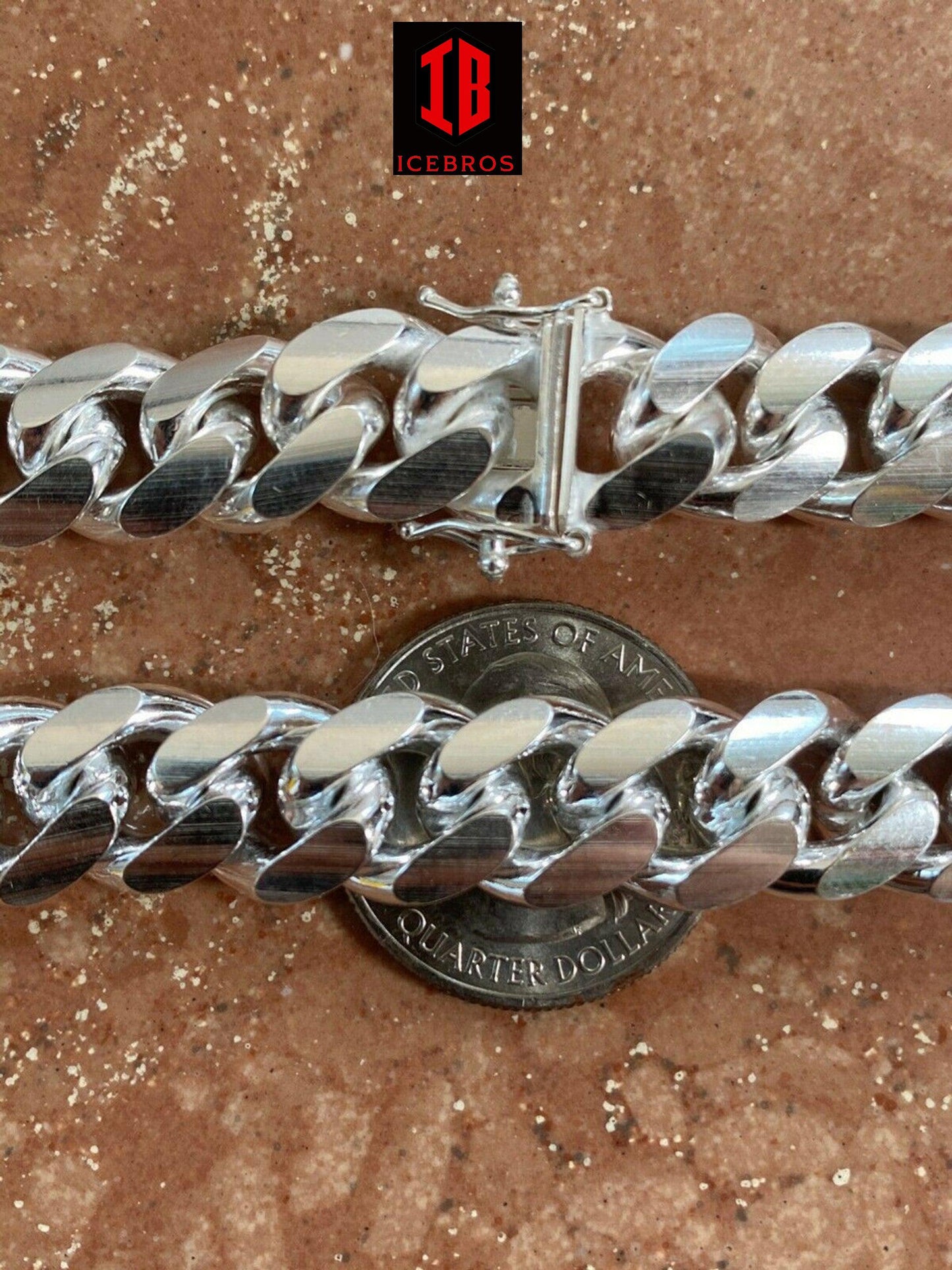 Solid 925 Sterling Silver HEAVY Miami Cuban Box Lock Bracelet ITALY (12mm)