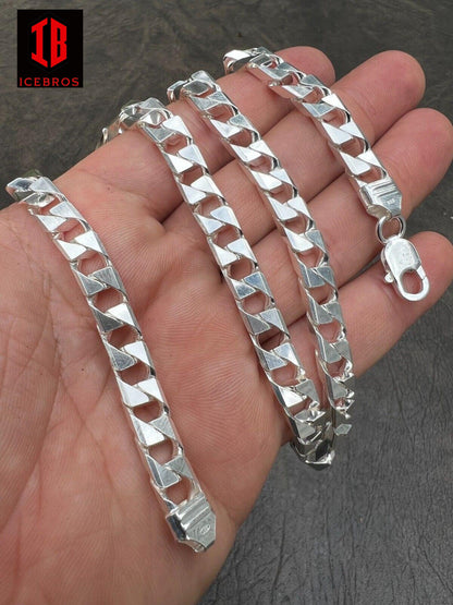 925 Sterling Silver Vintage SQUARE Curb Miami Cuban Chain Necklace (4-10mm)