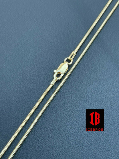 14k Gold Over Vermeil Solid 925 Sterling Silver Micro Snake Chain Necklace (1.5mm)