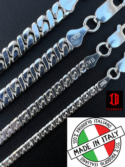 Real Dollar Cuban Link Chain Necklace Solid 925 Sterling Silver ITALY (2.5-6mm)