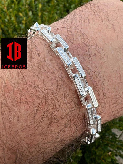 925 Sterling Silver Triangle Rolo Hermes Cut Link Bracelet (7.5mm)