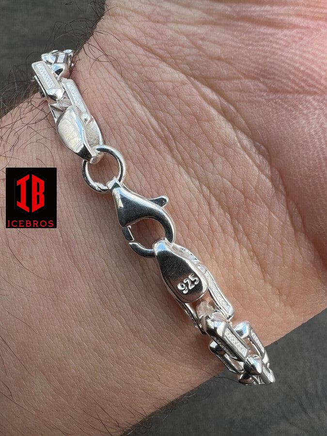 925 Sterling Silver Triangle Rolo Hermes Cut Link Bracelet (7.5mm)