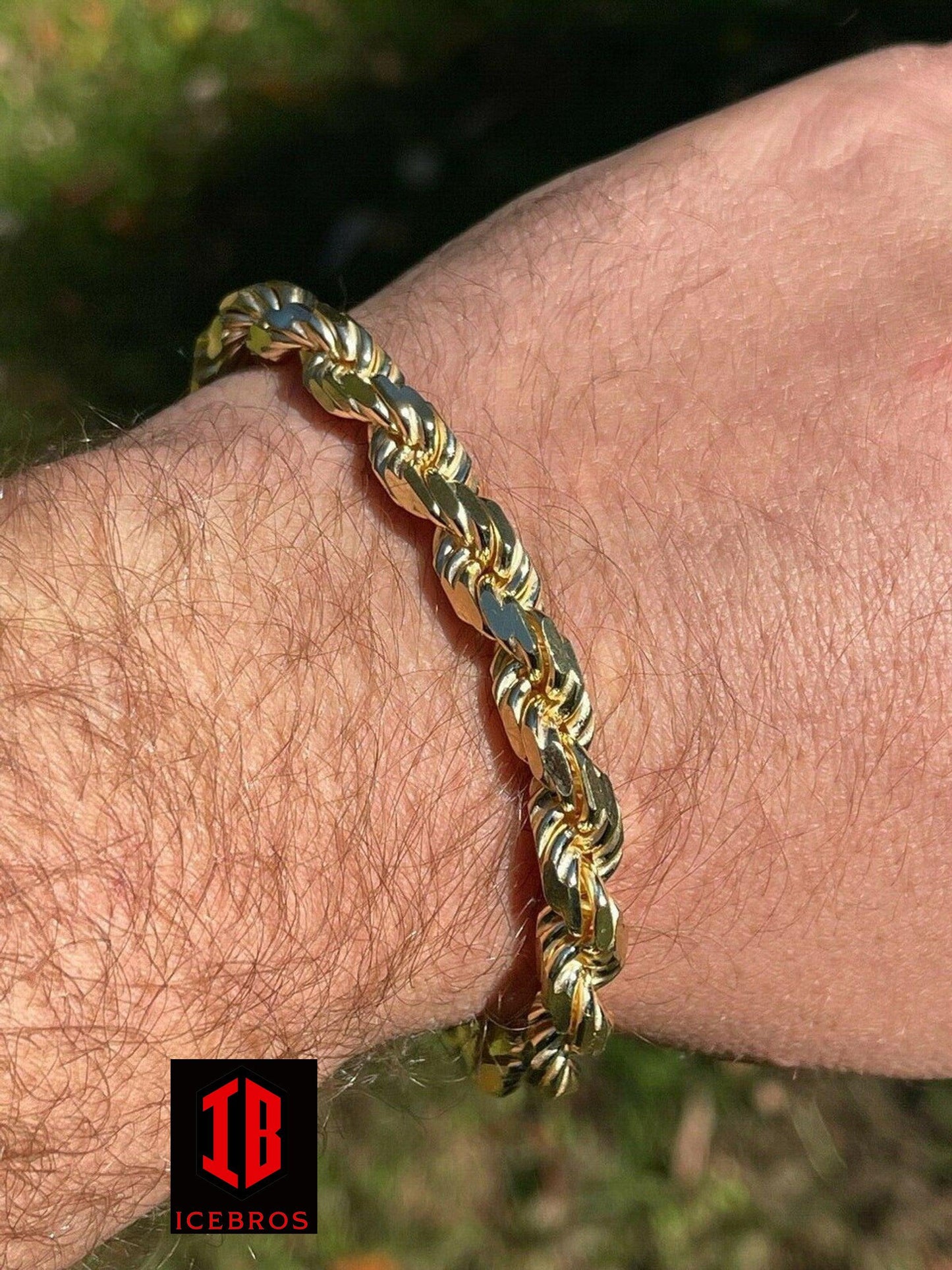 Mens Thick 8mm Rope Bracelet 14k Gold Vermeil Real Solid 925 Sterling Silver 42g