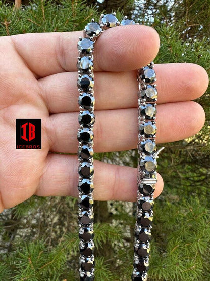 Black Tennis MOISSANITE Big Chain 925 Silver Iced Necklace Pass Tester (7mm)