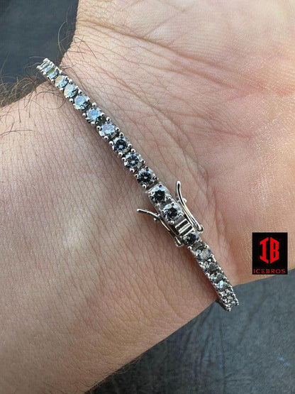 Iced Gray MOISSANITE Tennis Bracelet 925 Silver Pass Diamond Test (3mm-5mm)