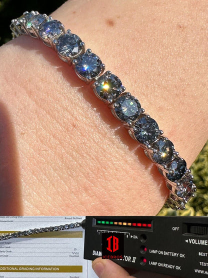 Iced Gray MOISSANITE Tennis Bracelet 925 Silver Pass Diamond Test (3mm-5mm)