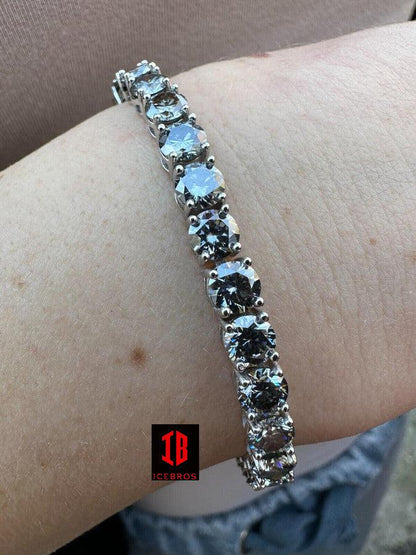 Iced Gray MOISSANITE Tennis Bracelet 925 Silver Pass Diamond Test (3mm-5mm)