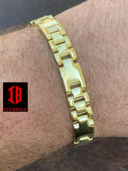 14k Gold Vermeil 925 Sterling Silver Plain Presidential Link Hip Hop Bracelets