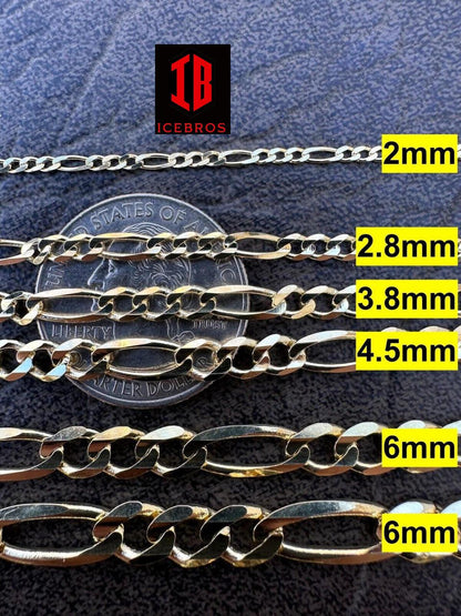 Real Solid 14k Yellow Gold Figaro Link Chain 16-24inch  Necklace ITALY (2mm-7mm)