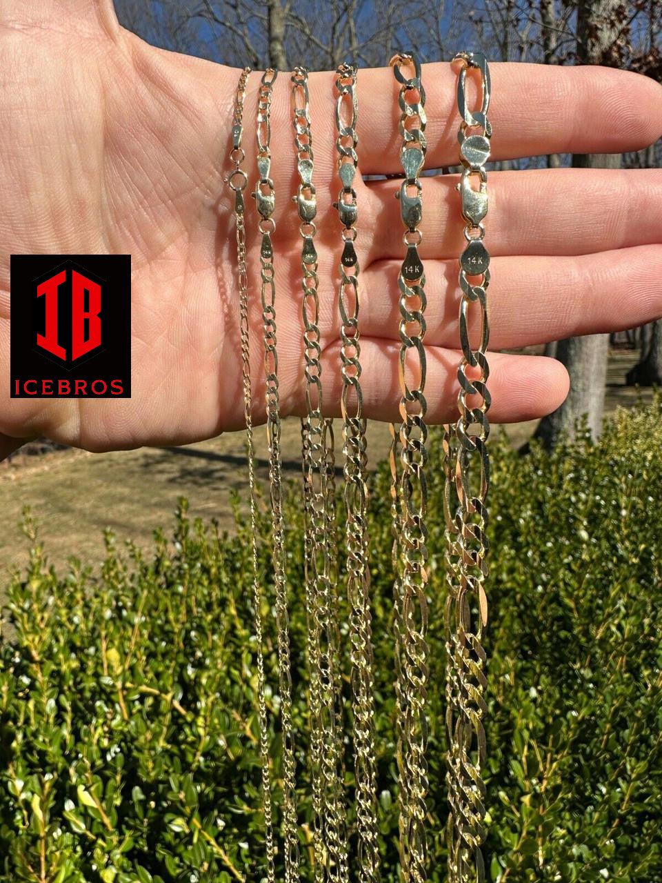 Real Solid 14k Yellow Gold Figaro Link Chain 16-24inch  Necklace ITALY (2mm-7mm)