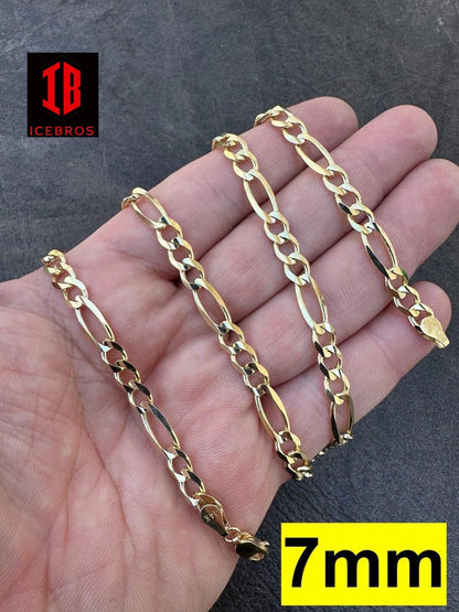 Real Solid 14k Yellow Gold Figaro Link Chain 16-24inch  Necklace ITALY (2mm-7mm)