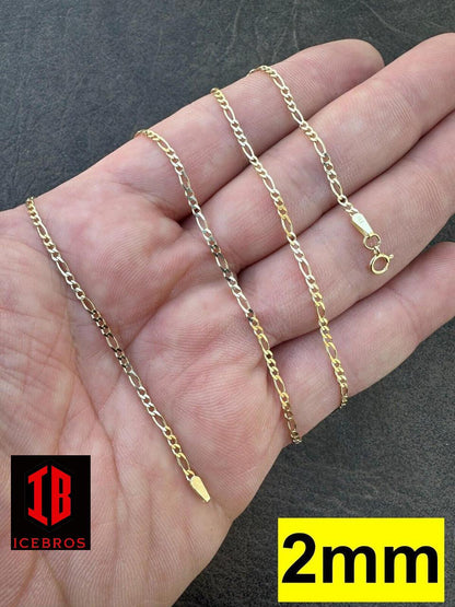 Real Solid 14k Yellow Gold Figaro Link Chain 16-24inch  Necklace ITALY (2mm-7mm)