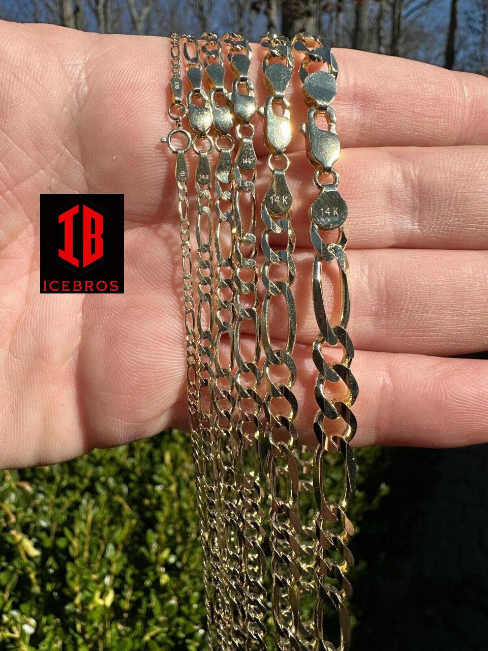 Real Solid 14k Yellow Gold Figaro Link Chain 16-24inch  Necklace ITALY (2mm-7mm)