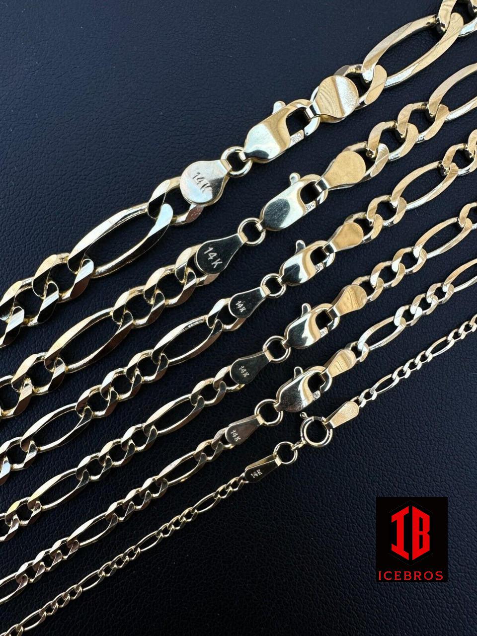 Real Solid 14k Yellow Gold Figaro Link Chain 16-24inch  Necklace ITALY (2mm-7mm)