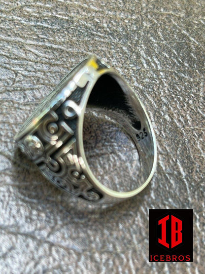 Vermeil 925 Sterling Silver Mens Coin Ring Skull W. Crown Death King Skeleton 7-13