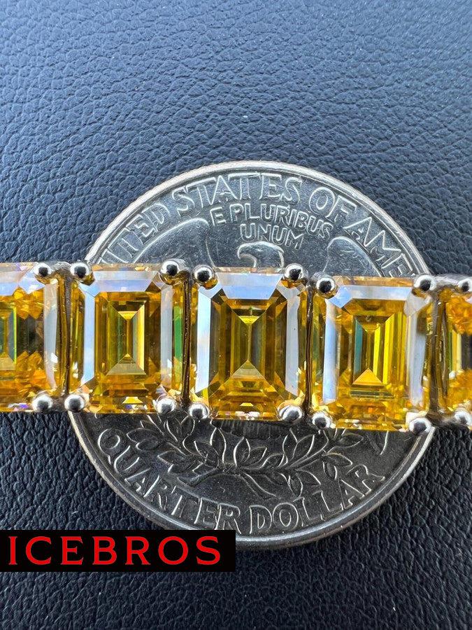 Yellow Moissanite Canary 60ct 8mm Tennis Bracelet 925 Sterling Silver Passes Diamond Test