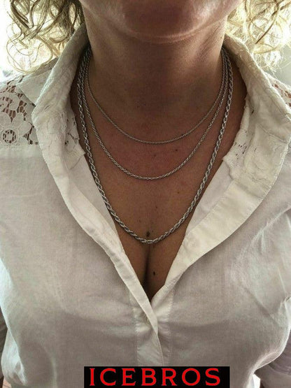 Women's & Men's White Sterling Silver Plain 925 Italy Rope Necklace Chain (1.5-5mm)