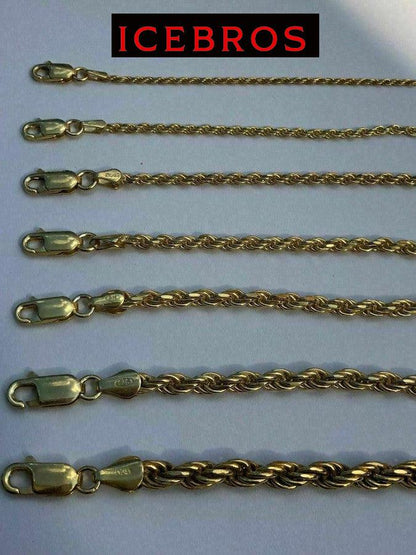 Women's & Men's 14k Gold Over 925 Italy Sterling Silver Rope Chain Necklace (1.5-5mm)