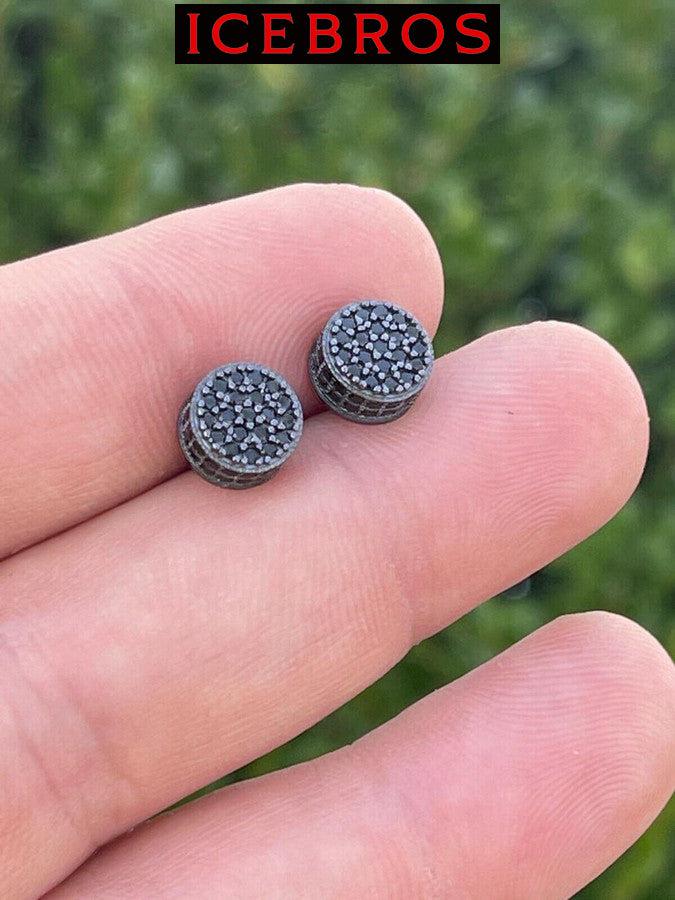 Black Moissanite Stud Earrings 925 Sterling Silver Hip Hop Vermeil