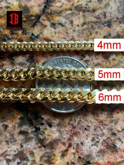 Miami Cuban Link Bracelet With Box Lock 14k Gold Over Solid 925 Silver ITALY