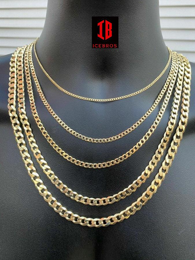 14k Gold Vermeil Over 925 Sterling Silver Miami Cuban Curb Link Chain Made In Italy (2-16mm)