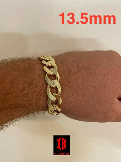 14k Gold Vermeil Over 925 Sterling Silver Miami Cuban Curb Link Bracelet Made In Italy