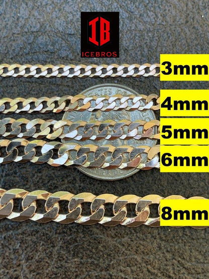 14k Rose Gold Vermeil Over Solid Italian 925 Silver Flat Miami Cuban Link Bracelet (3-8mm)