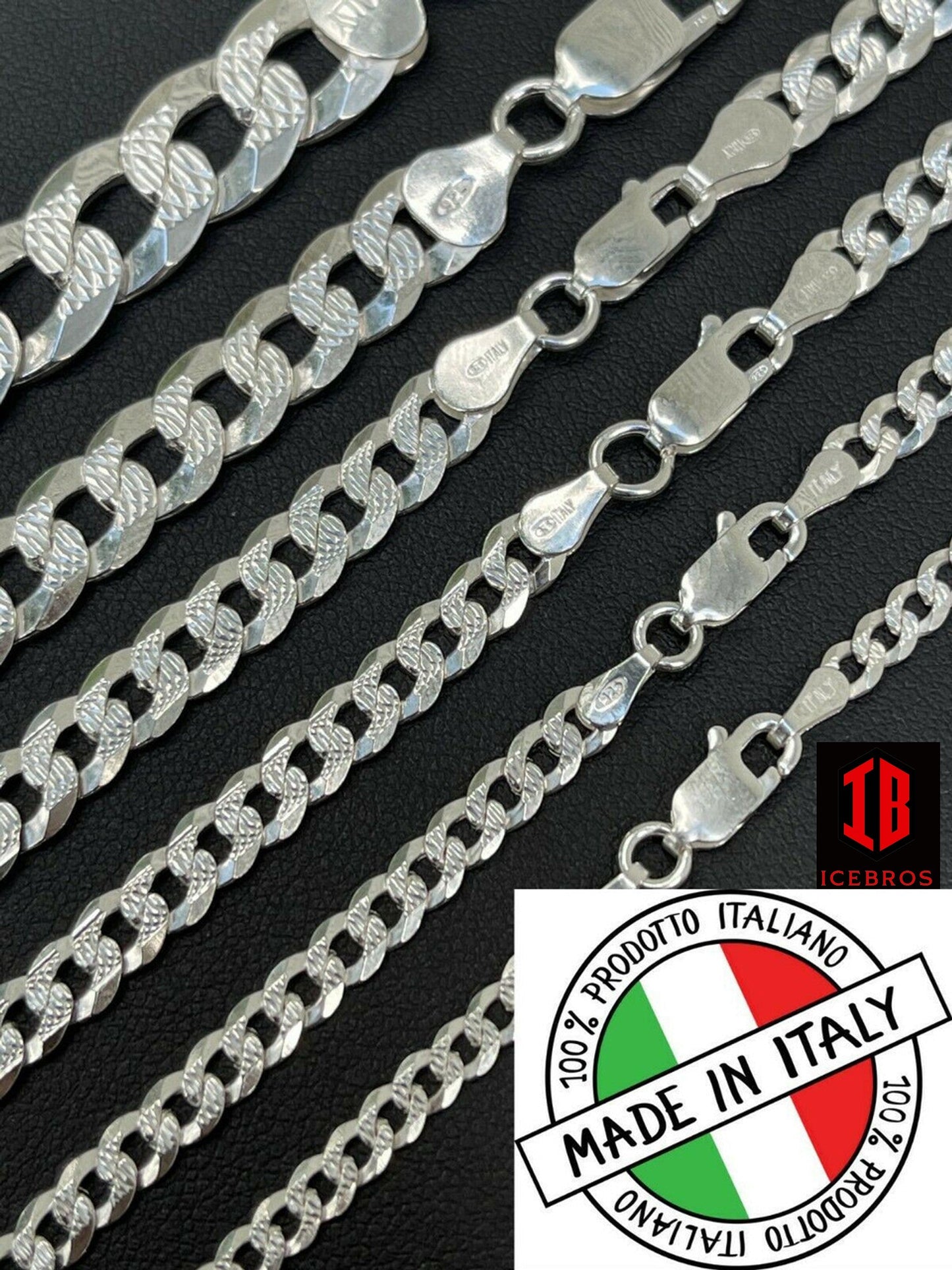 Solid 925 Silver Diamond Cut Flat Miami Curb Cuban Link Chain Necklace (3-11mm)