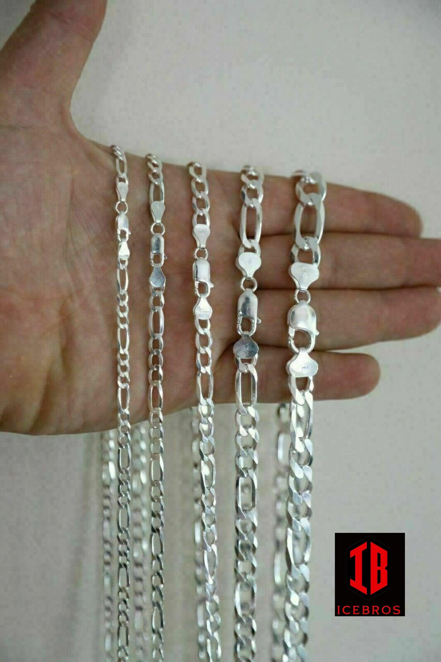 men's Figaro Link Chain Necklace Solid 925 Sterling Silver (2mm-10mm)