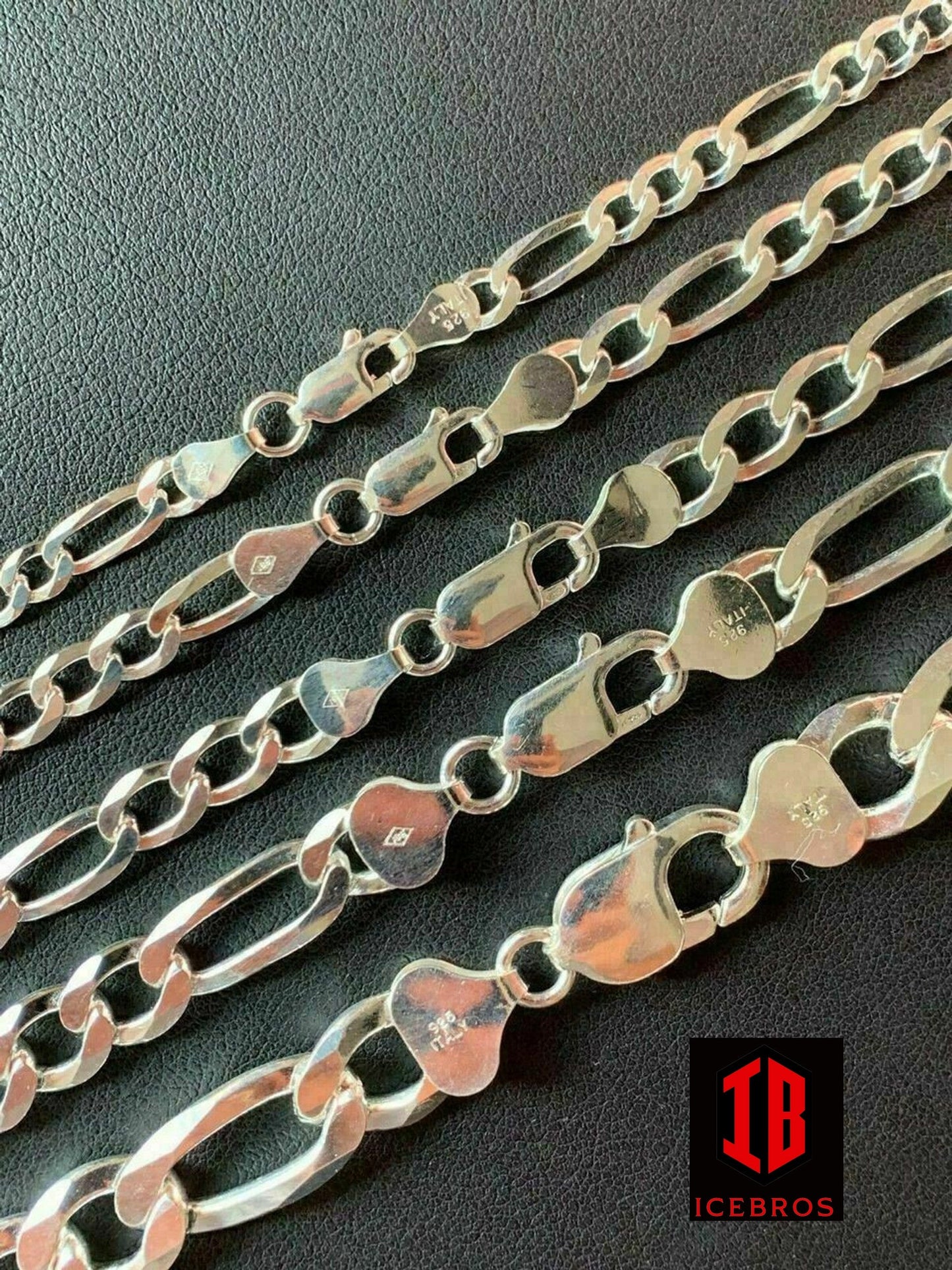 men's Figaro Link Chain Necklace Solid 925 Sterling Silver (2mm-10mm)